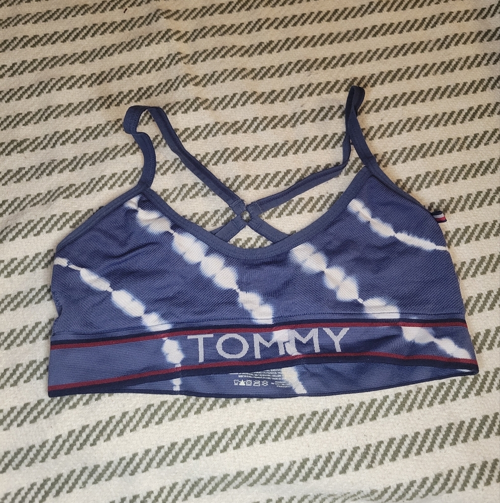Blue tie dye tommy Hilfiger sports bra